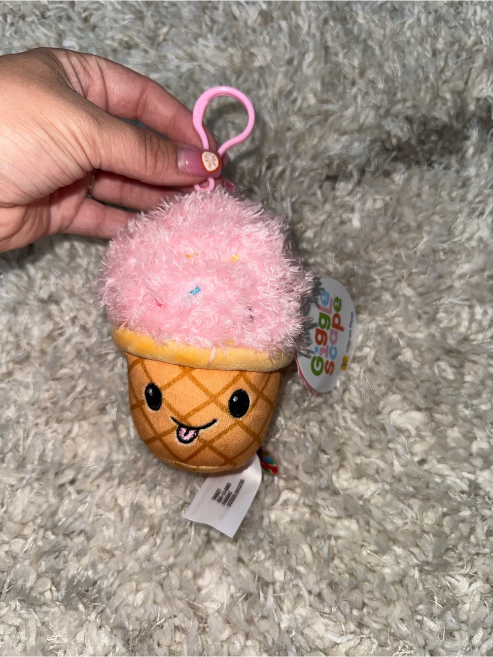 Giggle Scape Pink Ice Cream Clip-On Plush NWT Backpack Bag Charm Fun Cute Food